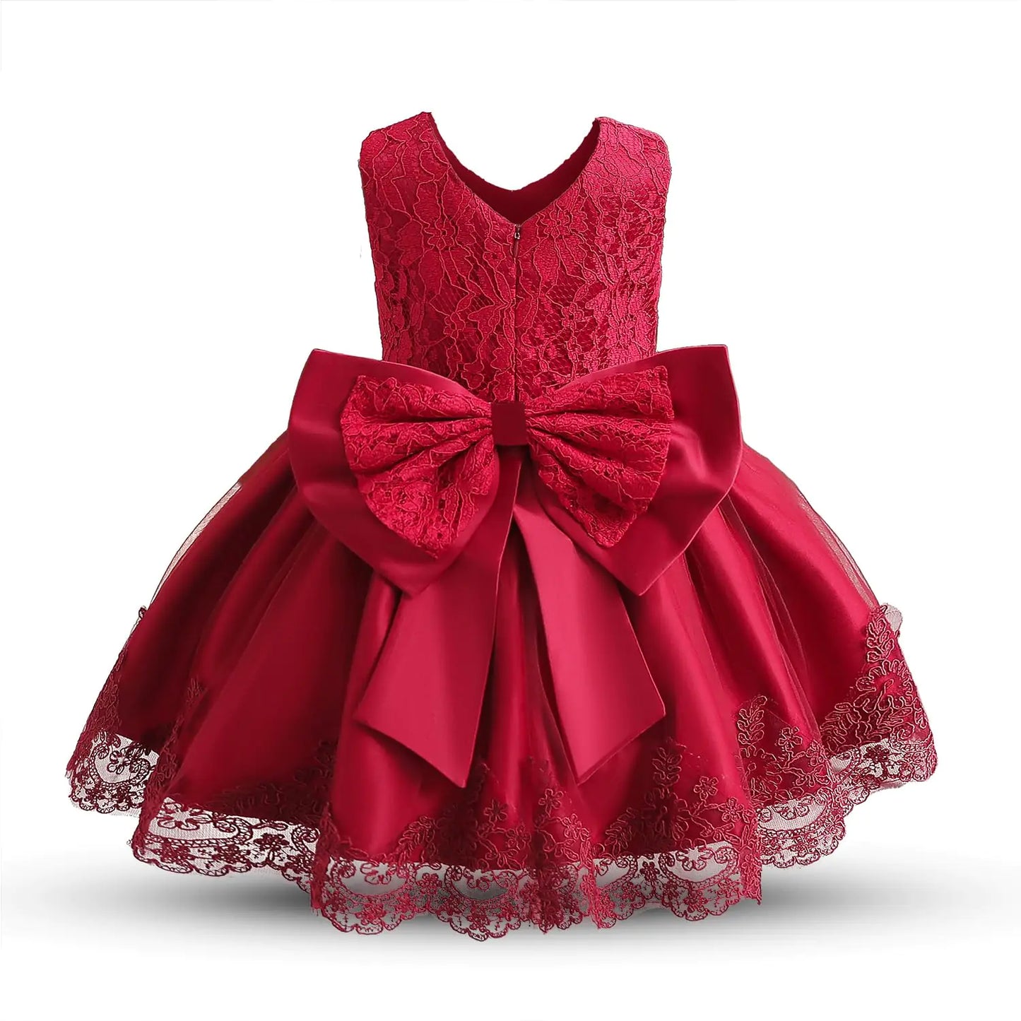 NNJXD Baby Girl Pageant Party Dress Bowknot | Toddler Birthday/Wedding Gown 060 | Burgundy | Size(80)/1 Year - # BAAA51110003