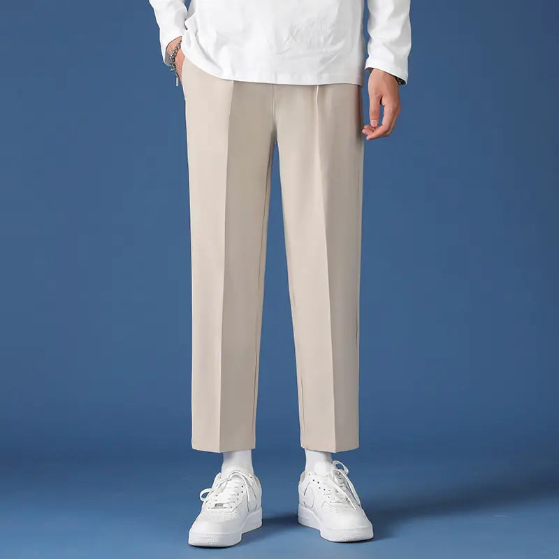 Pants Boys Mens Korean Fashion Hip Hop Classic Nine-Point Pants 2022 Boys Men Oversize Breathable Wide Leg Casual Straight Trouser27-38 - # BOAA13410007