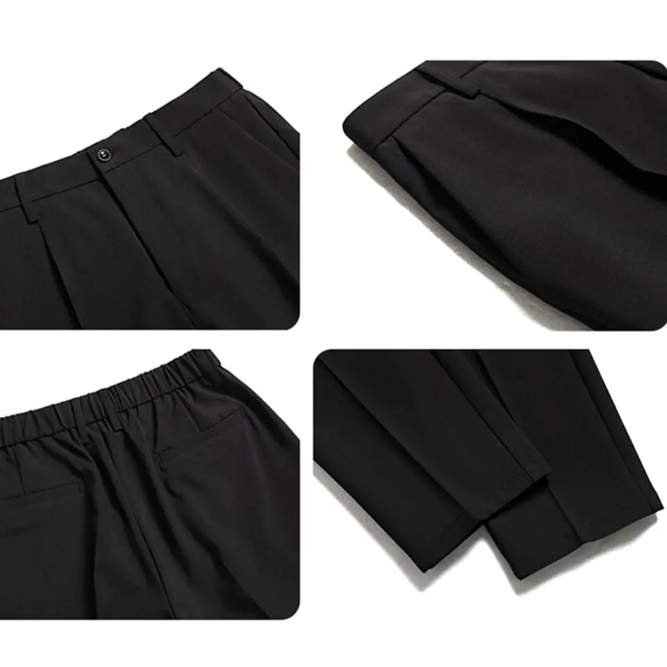 Pants Boys Mens Korean Fashion Hip Hop Classic Nine-Point Pants 2022 Boys Men Oversize Breathable Wide Leg Casual Straight Trouser27-38 - # BOAA13410007