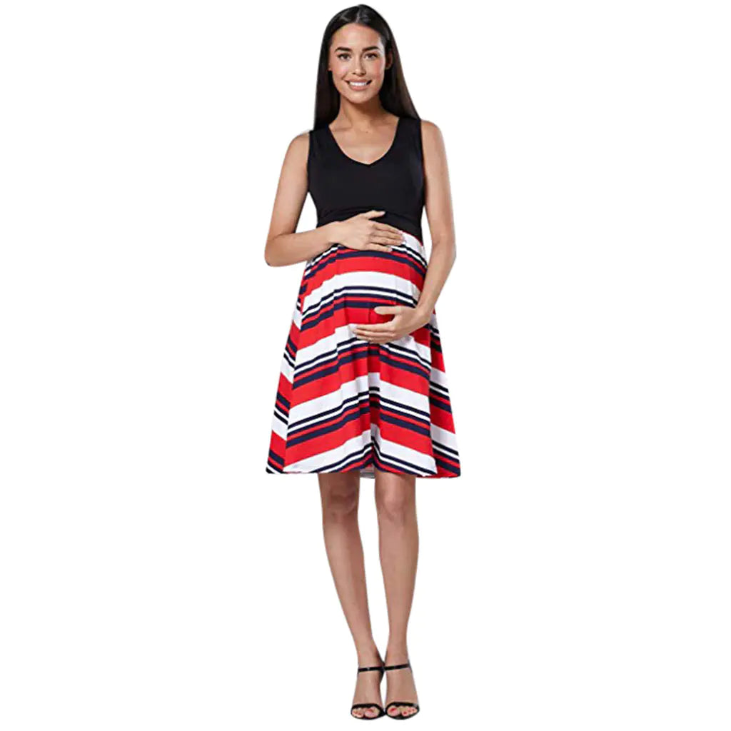 Popular Print Sleeveless Maternity Dress - # PRGTA11510014