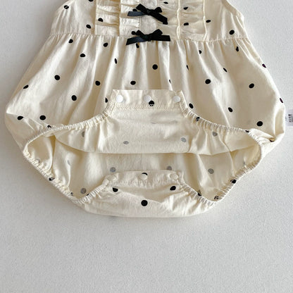 MyKids-USA® Baby Girls Sleeveless Butterfly-bows Decorated bodysuit with Dots Pattern