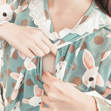 Pure Cotton Maternity Pajama Set for Nursing Mothers - # NURSGA11410102
