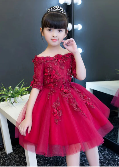 Red Tulle Flower Girl Dress - # GIAA211710002