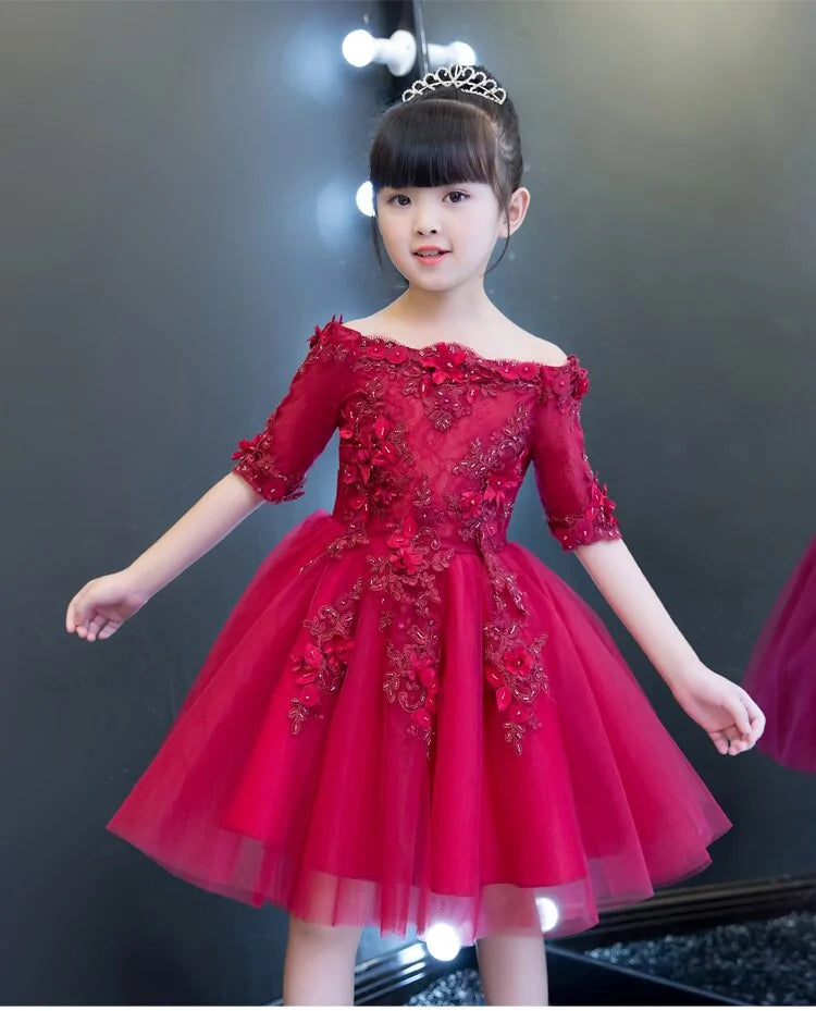 Red Tulle Flower Girl Dress - # GIAA211710002