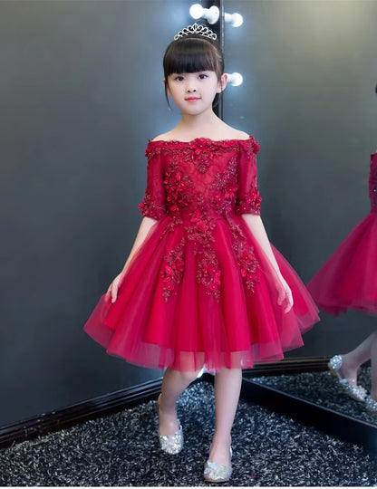 Red Tulle Flower Girl Dress - # GIAA211710002