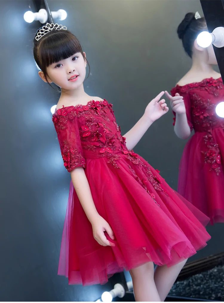 Red Tulle Flower Girl Dress - # GIAA221710002