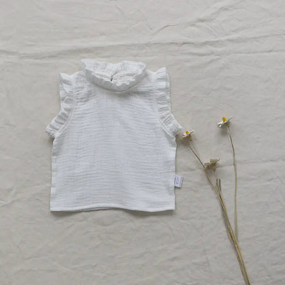 Retro Floral Toddler Girl Summer T-shirt Vest Outfit - # GIAA21510004