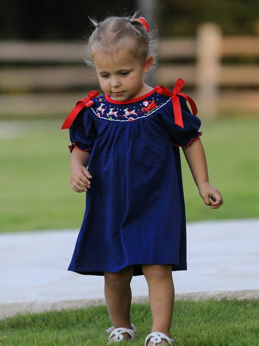 Navy Santa Sleigh Holiday Dress