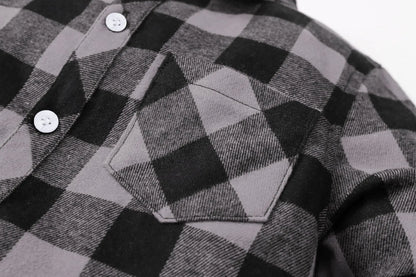 SANGTREE Mens & Boys Plaid Shirt Long Sleeve Button Down Flannel Shirts, US 3 Months - Adult 9XL Youth 14-15 Years Gray Plaid 2 - # BOAA13510001