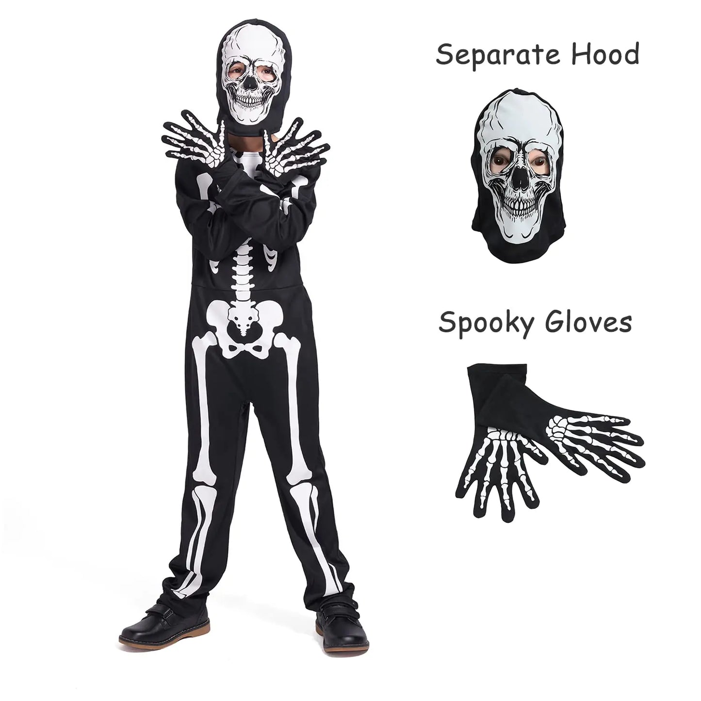 Sincere Party Kids Skeleton Costume | Glow in the Dark Skeletons | Halloween Skeleton Costumes | For Boys and Girls 7-9years | White Gid Skeleton -# BOAA111310001