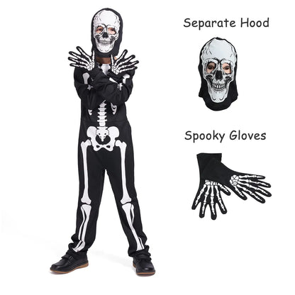 Sincere Party Kids Skeleton Costume | Glow in the Dark Skeletons | Halloween Skeleton Costumes | For Boys and Girls 7-9years | White Gid Skeleton -# BOAA111310001