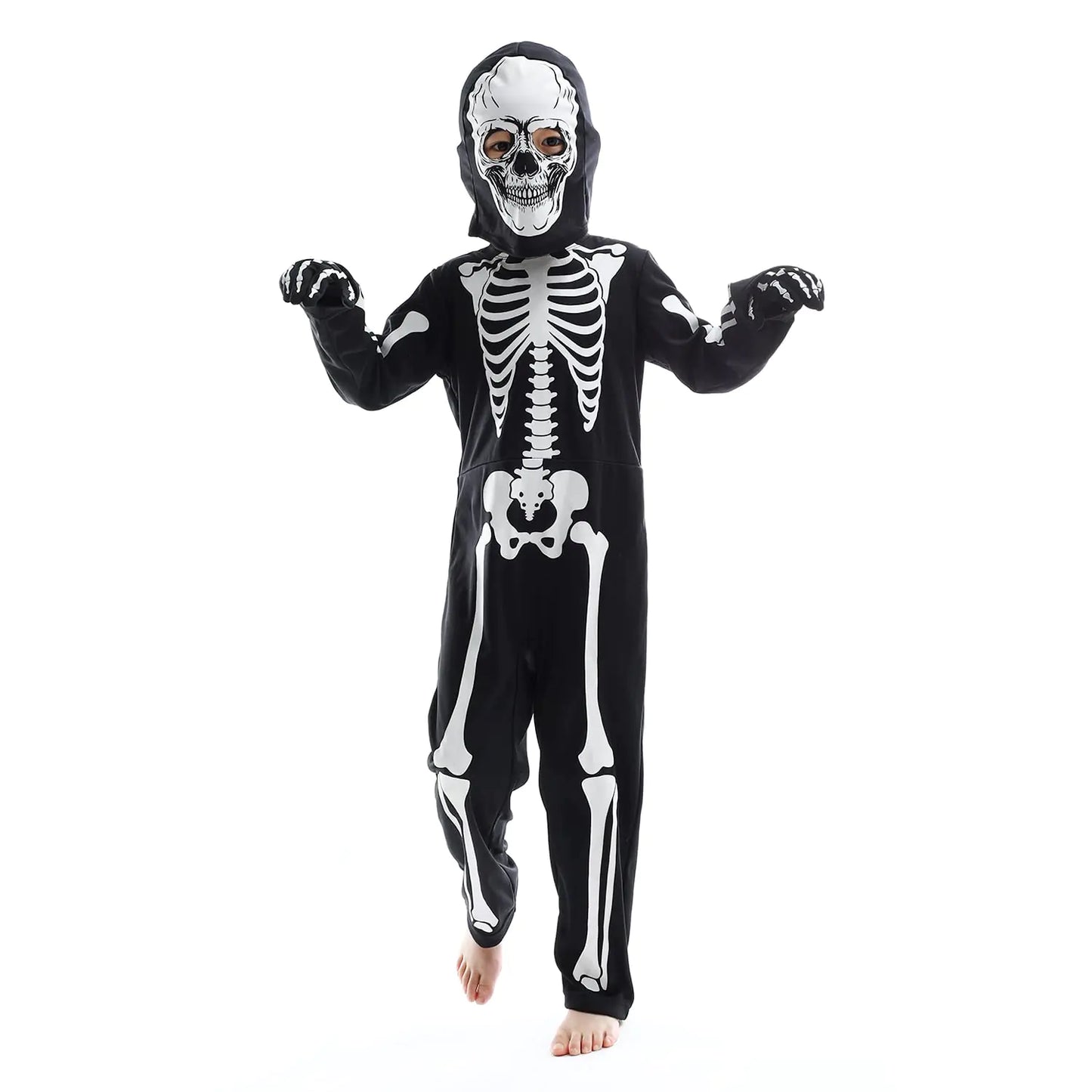 Sincere Party Kids Skeleton Costume | Glow in the Dark Skeletons | Halloween Skeleton Costumes | For Boys and Girls 7-9years | White Gid Skeleton -# BOAA111310001