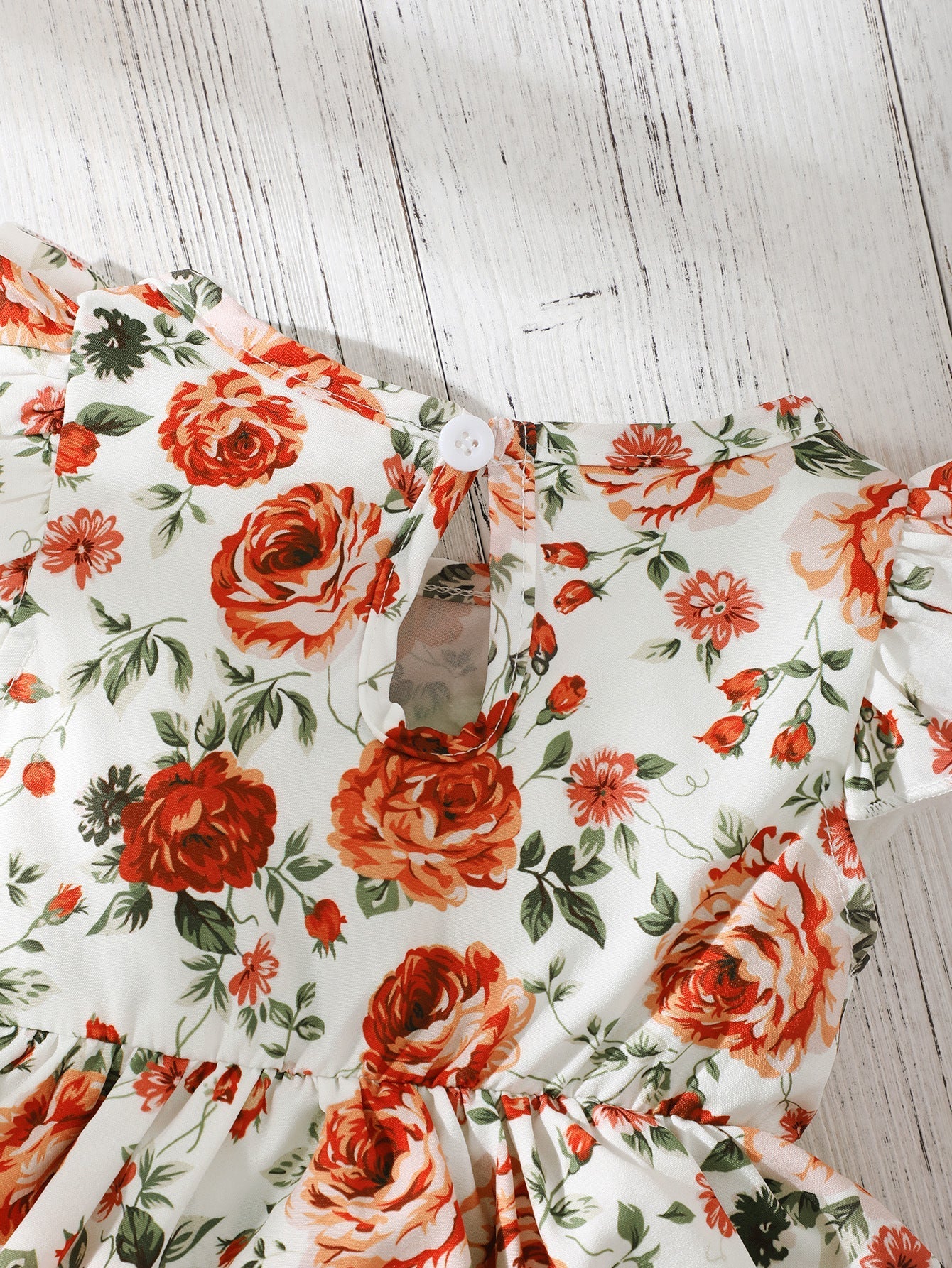 Sleeveless Floral Baby Girl Triangle Romper | With Headgear - # BAAA21110045