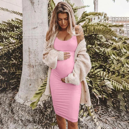 Sleeveless Round Neck Maternity Dress for Pregnant Women - # PRGTA11510012