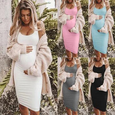 Sleeveless Round Neck Maternity Dress for Pregnant Women - # PRGTA11510012