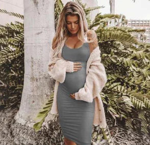 Sleeveless Round Neck Maternity Dress for Pregnant Women - # PRGTA11510012
