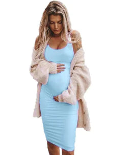 Sleeveless Round Neck Maternity Dress for Pregnant Women - # PRGTA11510012