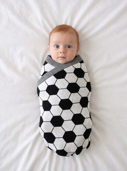 Soccer Jacquard Knit Baby Blanket