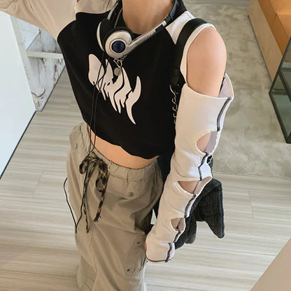 Spicy Girl Cut-out Off Shoulder T-Shirt Design - # GIAA23510019