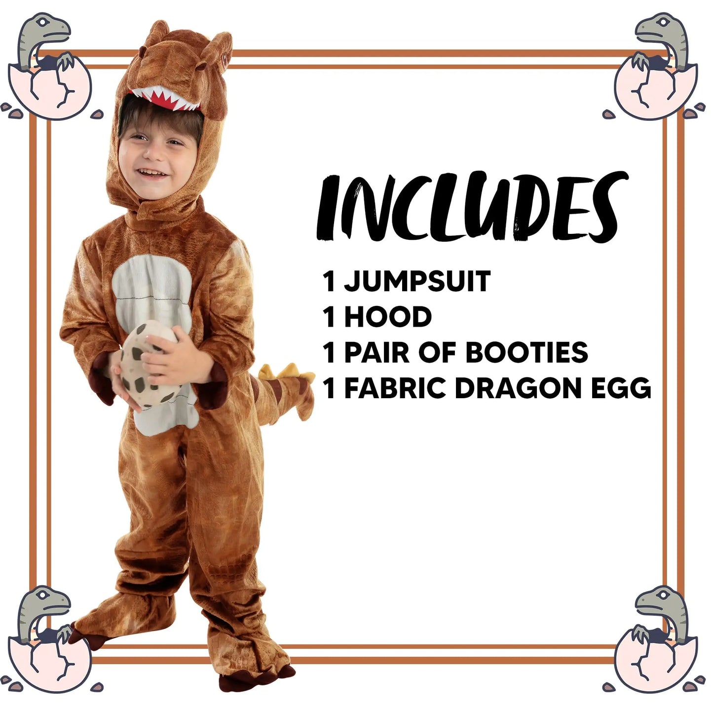 Spooktacular Creations Realistic | T-rex Costume Outfit Dinosaur | Jumpsuit with Egg for Kids | Toddler Halloween Dress-up Party | Bronze | 3T (3-4 yrs) - # BOAA111310002