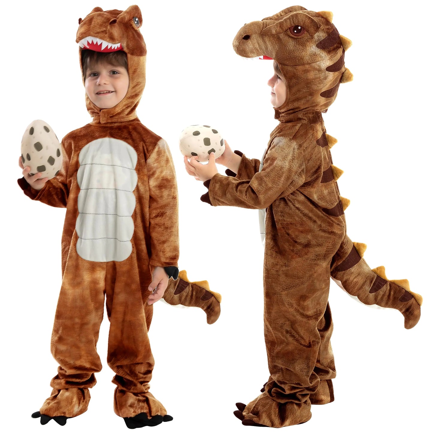 Spooktacular Creations Realistic | T-rex Costume Outfit Dinosaur | Jumpsuit with Egg for Kids | Toddler Halloween Dress-up Party | Bronze | 3T (3-4 yrs) - # BOAA111310002