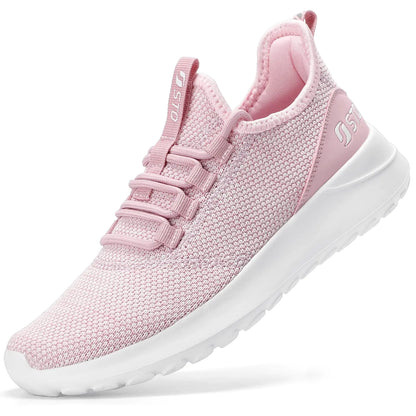 STQ Slip Ins Womens Slip On Sneakers Hands Free Orthopedic Tennis Walking Shoes for Plantar Fasciitis Relief 8.5 Light Pink - # GIAA73110002