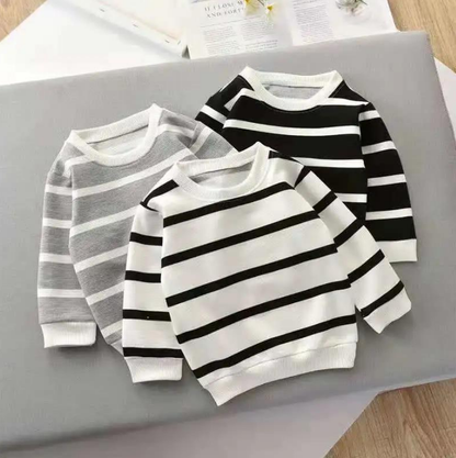 Striped Long-Sleeved Pullover T-Shirt | For Kids - # BAAA1111010030 & BOAA11510027