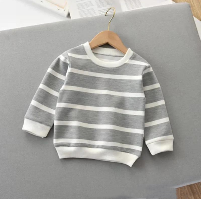 Striped Long-Sleeved Pullover T-Shirt | For Kids - # BAAA1111010030 & BOAA11510027