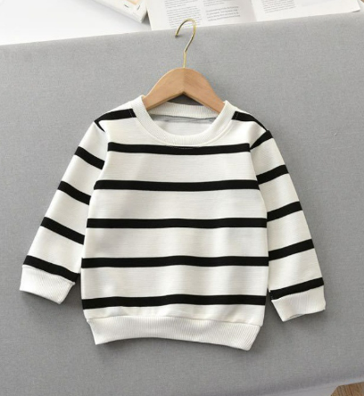 Striped Long-Sleeved Pullover T-Shirt | For Kids - # BAAA1111010030 & BOAA11510027