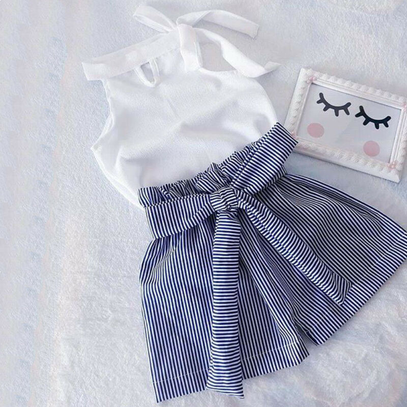 Summer Baby Girl Clothes Set | Sleeveless T-Shirt & Shorts - # BAAA51210056