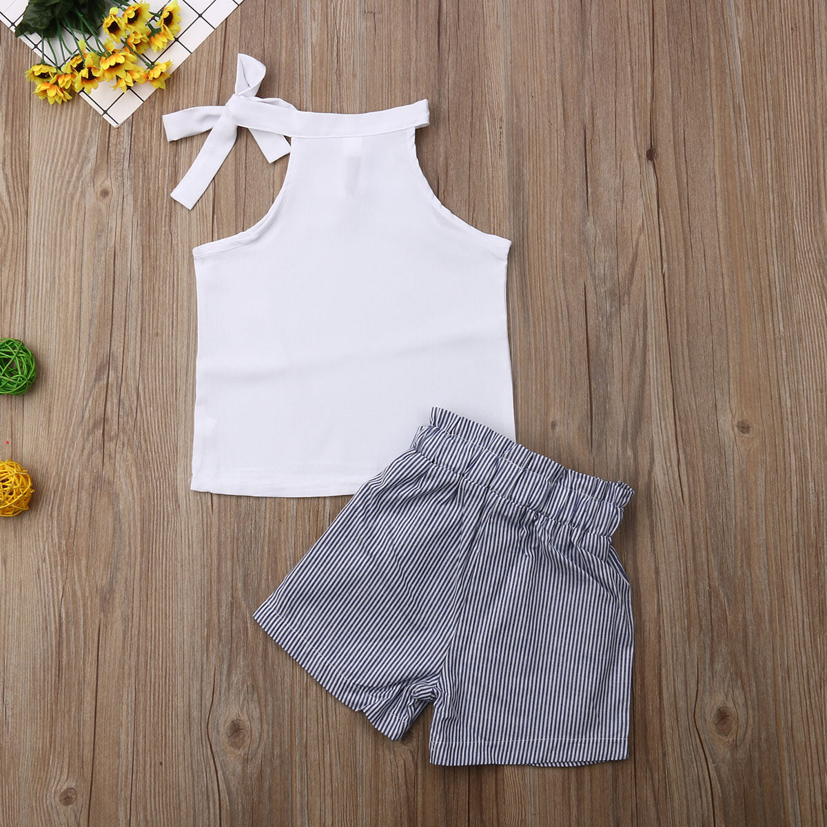 Summer Baby Girl Clothes Set | Sleeveless T-Shirt & Shorts - # BAAA51210056