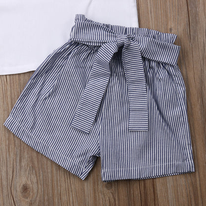 Summer Baby Girl Clothes Set | Sleeveless T-Shirt & Shorts - # BAAA51210056