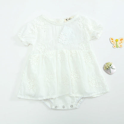 Summer Baby Girl White Embroidered Cotton Romper - # BAAA21110043