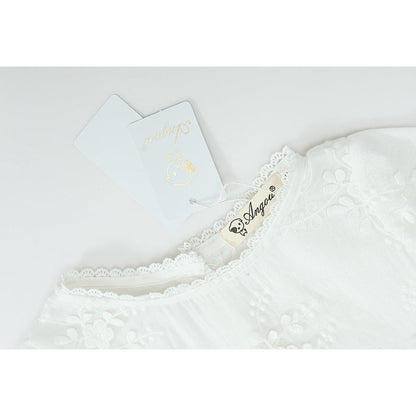 Summer Baby Girl White Embroidered Cotton Romper - # BAAA21110043