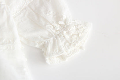 Summer Baby Girl White Embroidered Cotton Romper - # BAAA21110043