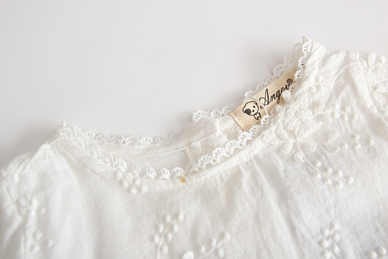 Summer Baby Girl White Embroidered Cotton Romper - # BAAA21110043