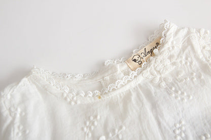 Summer Baby Girl White Embroidered Cotton Romper - # BAAA21110043