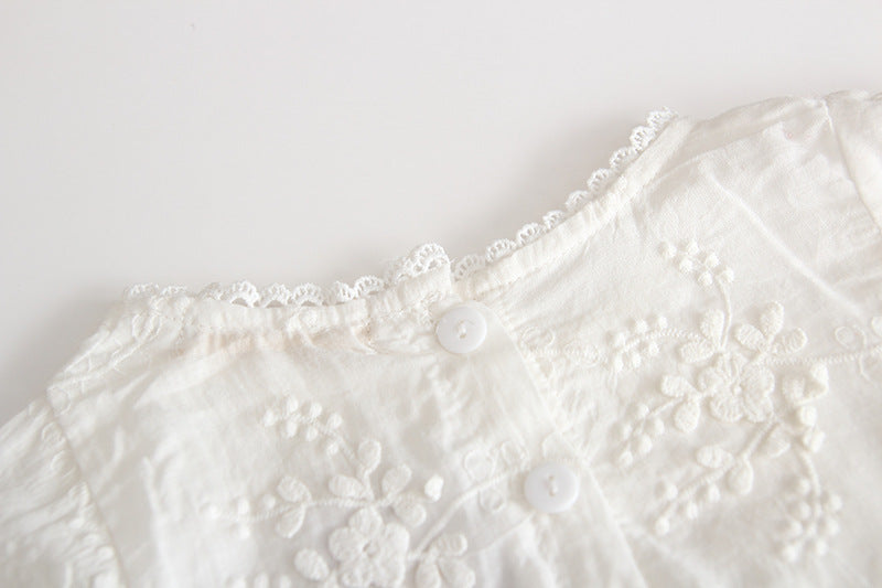 Summer Baby Girl White Embroidered Cotton Romper - # BAAA21110043