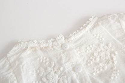Summer Baby Girl White Embroidered Cotton Romper - # BAAA21110043