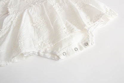 Summer Baby Girl White Embroidered Cotton Romper - # BAAA21110043