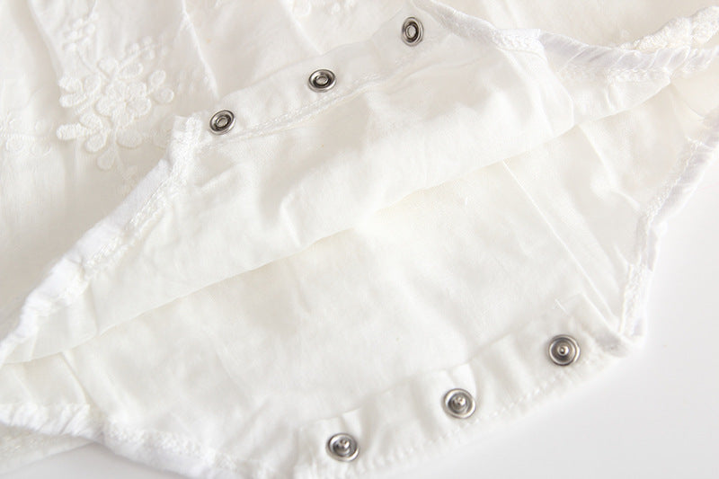 Summer Baby Girl White Embroidered Cotton Romper - # BAAA21110043