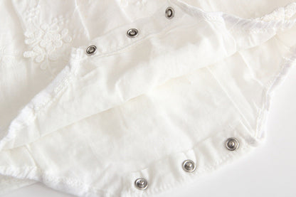 Summer Baby Girl White Embroidered Cotton Romper - # BAAA21110043