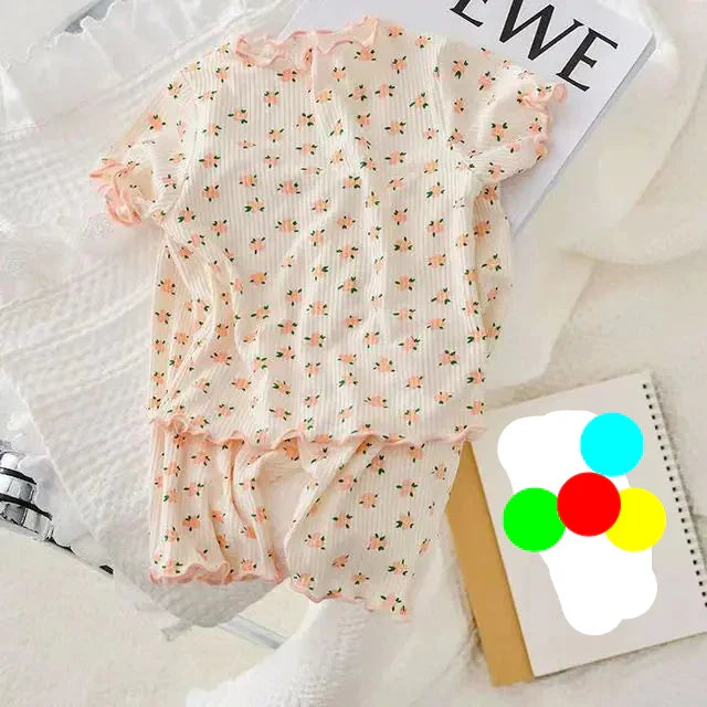 Summer Bear Pajama Set for Baby Girls (T-shirt & Shorts) - # BAAA81810011