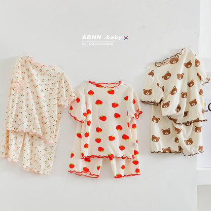 Summer Bear Pajama Set for Baby Girls (T-shirt & Shorts) - # BAAA81810011