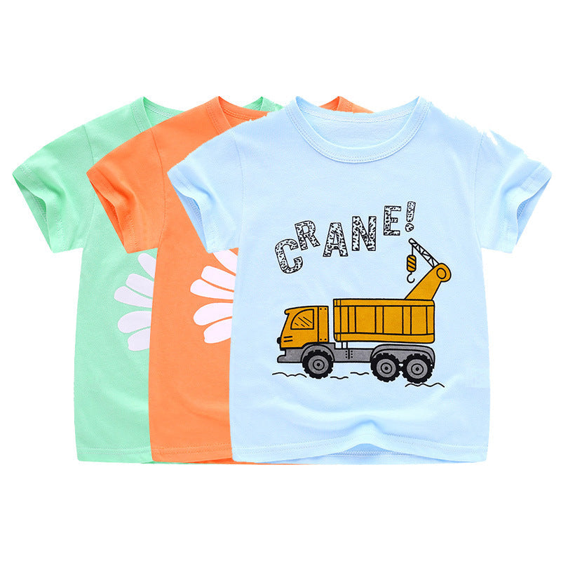 Summer Cartoon Cotton Short Sleeve T-Shirt for Kids - # BAAA1111010021 & BOAA11510032
