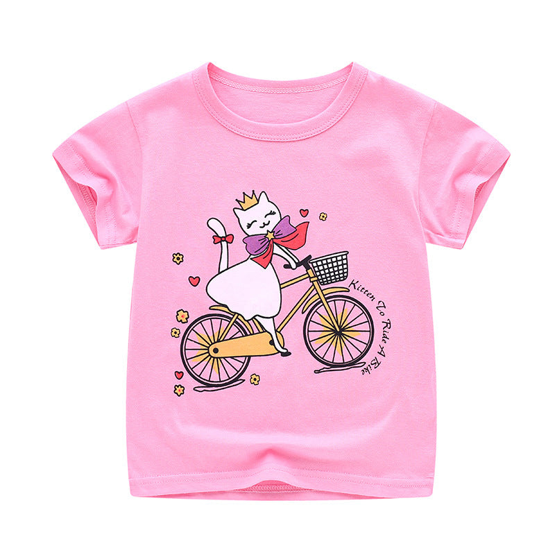 Summer Cartoon Cotton Short Sleeve T-Shirt for Kids - # BAAA1111010021 & BOAA11510032