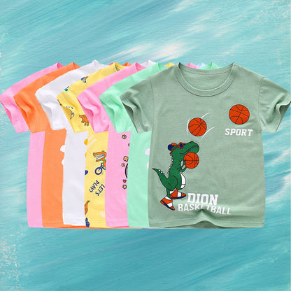 Summer Cartoon Cotton Short Sleeve T-Shirt for Kids - # BAAA1111010021 & BOAA11510032
