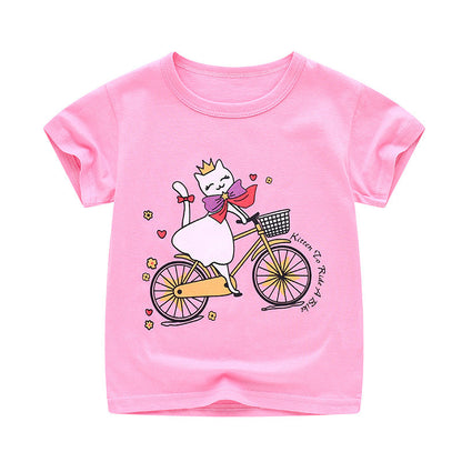 Summer Cartoon Cotton Short Sleeve T-Shirt for Kids - # BAAA1111010021 & BOAA11510032