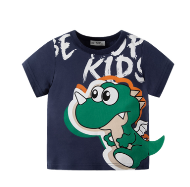 Summer Cartoon Dinosaur Short Sleeve Cotton T-shirt for Kids - # BAAA1111010020 &