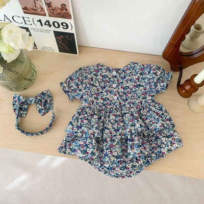 Summer Infant Baby Floral Romper | With Headband - # BAAA21110047